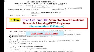 Laitkam  Office Asst cum DEO Directorate of Educational Research amp Training DERT Meghalaya [upl. by Tessy437]