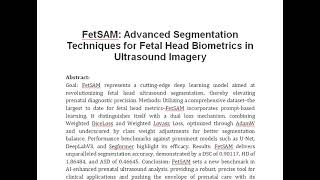 FetSAM Advanced Segmentation Techniques for Fetal Head Biometrics in Ultrasound Imagery [upl. by Harrad653]