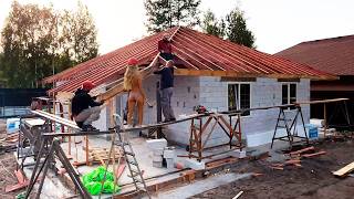 TIMELAPSE A team of professionals built a cheap roof [upl. by Yelmene]