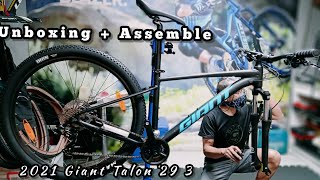 UNBOXING  ASSEMBLE  2021 GIANT TALON 29 3 MEDIUM [upl. by Airdnax981]