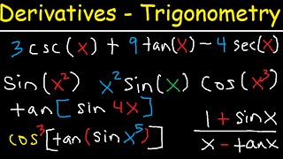 Derivatives of Trigonometric Functions  Product Rule Quotient amp Chain Rule  Calculus Tutorial [upl. by Ellinnet859]