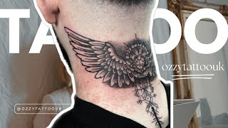 Neck Tattoo Wing Time Lapse [upl. by Nohpets]