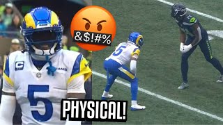 Jalen Ramsey ‘LOCKED UP’ DK Metcalf amp it GOT HEATED 🤬 WR Vs CB 2022 Rams Vs Seahawks highlights [upl. by Grobe]