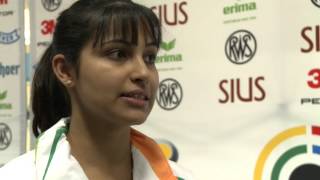 Interview ENG with Heena Sidhu  Womens 10m Air Pistol World Champion at Munich 2013 ISSF WCF [upl. by Attirb]