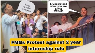 FMGs protest against 2 year internship Rule in front of NMC to meet President Dr Aruna Vanikar [upl. by Treva]