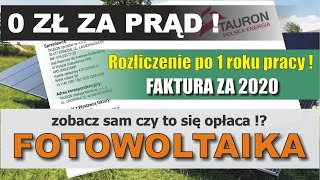 FOTOWOLTAIKA pierwszy rok pracy rozliczenie i faktura za 2020 opłacalność [upl. by Shawn]