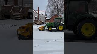 John Deere 4066r with cotech extrev 610 pusher doing some snow removal [upl. by Vinita398]