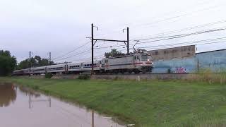 20160802 August 2 2016 SEPTA Silverliner IV and AEM7 push pull trains just south of Lansdale PA [upl. by Hazem]