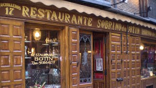 The famous Restaurante Sobrino de Botin Madrid Spain [upl. by Zoila]