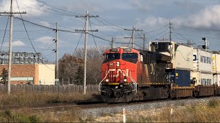 Canadian National Intermodal trains at St James Junction Winnipeg Mb 20241019 [upl. by Aleen]