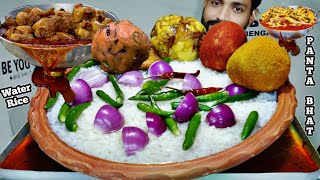 PANTA VAAT EATING WITH BHARTAVORTA amp CHICKEN KASHA  PAKHALA BHAT  POITA VAT  WATER RICE CHILI 🌶️ [upl. by Stockton961]