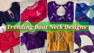 Best 50😍🥳 boat neck design  blouse designs new model  blouse design  blauj dizain [upl. by Ecirbaf]