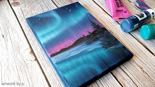 Northern Lights Acrylic Painting  Easy Acrylic Painting Tutorial for Beginners  Step by Step [upl. by Catherine]