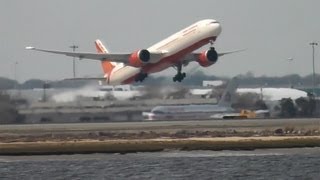 Air India 777300ER takes off from JFK New York  VTALT [upl. by Anis998]