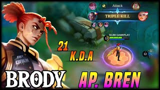 BRODY AP BREN GAMEPLAY  TOP GLOBAL BRODY BUILD 2024  MLBB [upl. by Aynatan540]