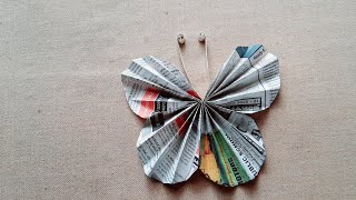 Waste news paper butterfly  Easy paper craft ideas  waste material craft  newspapers butterfly [upl. by Eada530]