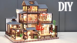 DIY Miniature Dollhouse Kit  Elegant Spring Garden  Jappanese Villa  Relaxing Satisfying Video [upl. by Maria124]