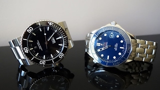 Automatic Dive Watch Duel Oris Aquis Date 43mm vs Omega Seamaster 300m  Perth WAtch 26 [upl. by Donnie851]