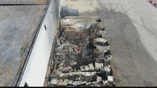 Smoke clears showing damage from fire at Walmart warehouse [upl. by Som]