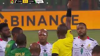 Andre Ayew gets a red card vs Comoros afcon2021 blackstars ghana ayew redcard [upl. by Oicnanev]