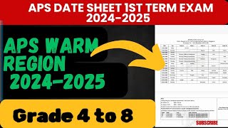 Aps date sheet 1st term 2024  Grade 4 to 8 apsacs date sheet warm regioncentralised based [upl. by Ettennahs]