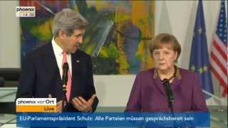 Pressekonferenz mit John Kerry und Angela Merkel am 2622013 [upl. by Ailhad638]