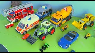 🚒 Polizeiauto Traktor Feuerwehrauto Krankenwagen Bagger Truck amp Betonmischer  Spielzeugautos [upl. by Macswan818]