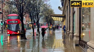 London Rainy Day Walk in Spring  2024 ☔️ West End Rain Walk 4K HDR [upl. by Lebanna]