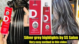 Perfect Silver Grey Highlights Silver colour on dark hair Dikson silver colour silverhair [upl. by Grondin]