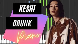 Keshi  Drunk Piano Tutorial  Chords [upl. by Yelkrab]