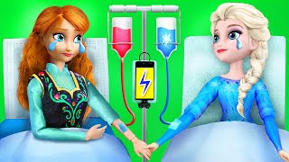 Elsa Anna and Ladybug in the Hospital  28 Frozen DIYs [upl. by Aitercal110]