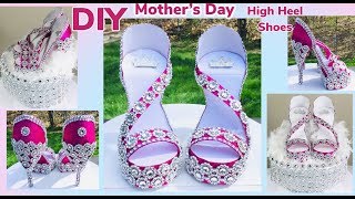 Dollar Tree DIY  Manualidades  Glam Mother’s Day High Heels Shoes Centerpiece 2019 WithMe [upl. by Thissa]