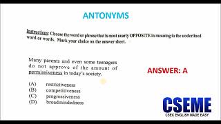 CSEC English A  PAPER 1 PRACTICE  ANTONYMS [upl. by Eicart905]