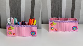 🌸Kız Çocukları İçin Kağıttan Masaüstü Dekoratif Kalemlik Yapımı… Paper Pen Holder… [upl. by Oderfodog381]