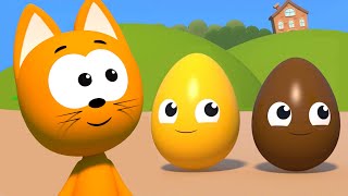 Learn colors with Balloons and Surprise Eggs  Meowmeow Kitty fun games for kids [upl. by Rebm766]