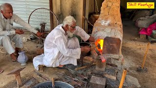 Old Blacksmith Forging an Billhook Out of a Rusty Leaf Spring  Billhook are Made From Leaf Spring [upl. by Goodill264]