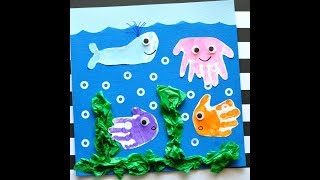 Baby Einstein DIY Hand and Footprint Ocean Art [upl. by Yenaled]