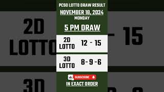 Lotto Result Today 5PM Draw November 18 2024 PCSO EZ2 Swertres Draw  LRT PH shorts [upl. by Jedlicka]