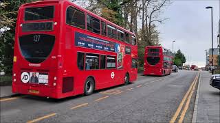 London Buses  Route 127 Purley  Woodcote Green  Wallington  Carshalton  Mitcham  Tooting [upl. by Alida]