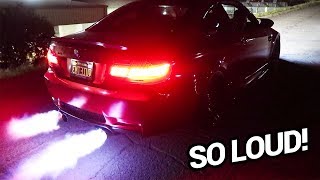 BMW E92 M3 LOUD Exhaust Install HUGE FLAMES [upl. by Wiebmer]