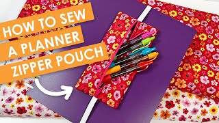 How to Sew a DIY Zipper Pouch with Elastic  great for Planners and notebooks [upl. by Ettezzus]