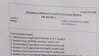 Class 10 Pre board 1 question paper of Maths [upl. by Walston]