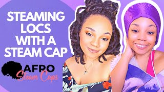 STEAMING MY LOCS AT HOME WITH A STEAM CAP  LOC WASH DAY  FEAT AFROSTEAMCAPS [upl. by Lenahs]