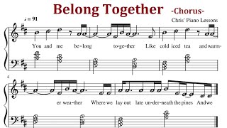 Belong Together Chorus  Mark Ambor  Piano Sheet Music With Note Letters  Fast Then Slow [upl. by Ahsitam]