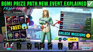 BGMI PRIZE PATH EVENT EXPLAINED PRIZE PATH POINT MISSIONSPRISE PATH LINE FRIEND HOLLA BUDDY TRICK [upl. by Benson]