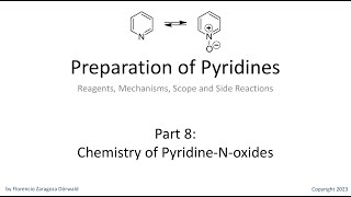 Preparation of Pyridines Part 8 Chemistry of PyridineNoxides [upl. by Ativel]