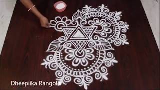 simple and easy star rangoli design without dots I latest kolam designs I friday muggulu designs [upl. by Alfonse569]