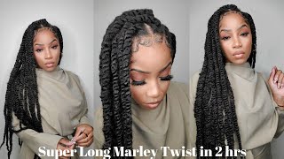 Extra Long Marley Twists in 2 hrs  NO Rubberbands🚫Crochet Method  SharronReneé [upl. by Schick724]