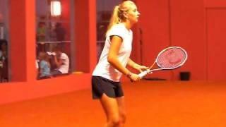 Olga Govortsova Training with Agnes Szavay  Porsche Tennis Grand Prix 2010 Stuttgart Pt 2 [upl. by Nolie]