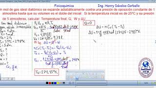 Ejercicio fisicoquimica proceso adiabatico irreversible expansion doble Volumen [upl. by Naras63]